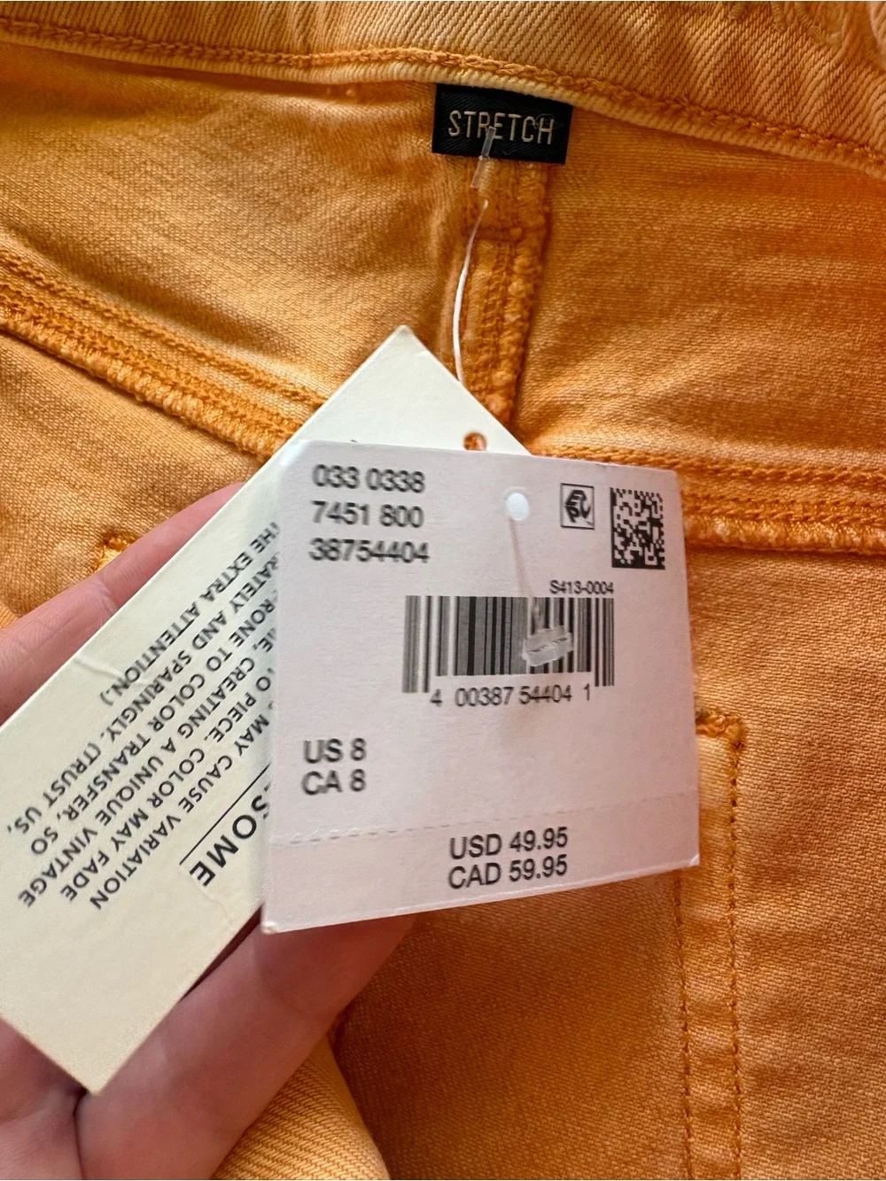 American‎ Eagle Stretch Mom Short Peach Orange Raw Hem Denim Shorts 8